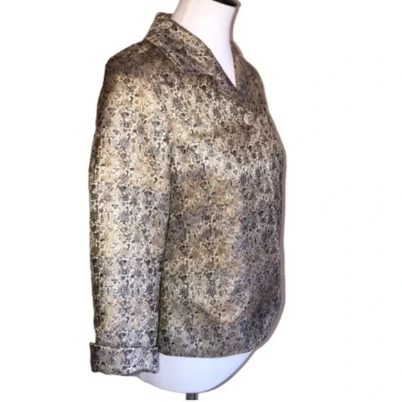Chico’s Gold & Blue Brocade Jacket Size Small - Picture 2 of 7